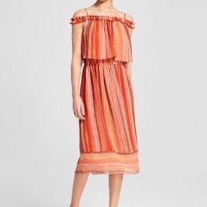 Mossimo’s | Orange Stripe Off Shoulder Midi Dress